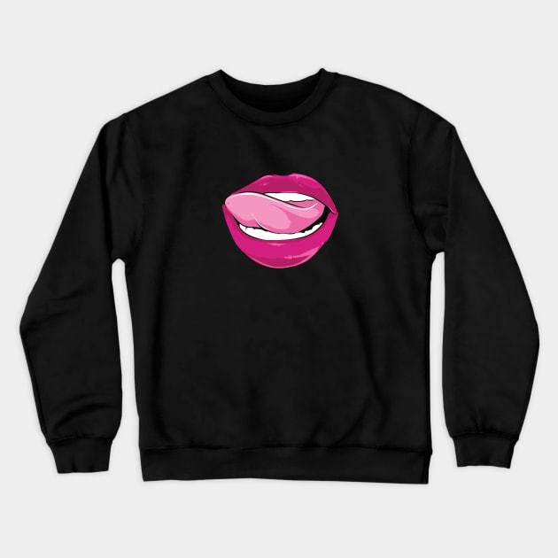 Pink tongue Crewneck Sweatshirt by PallKris